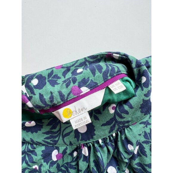 BODEN Flora Green Navy Floral Jersey Belted Puff Sleeve Midi Dress, Size 12 - Picture 14 of 15